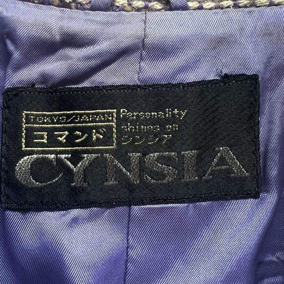 Vintage Purple Blue Tan Striped Tweed Skirt Suit Japanese 90s 6 Cynsia Command - Picture 6 of 16